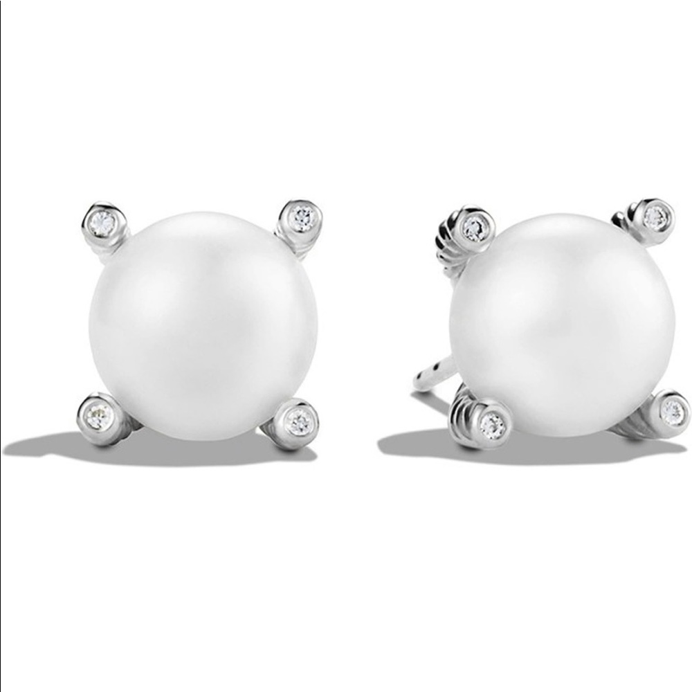 David Yurman pearl and diamond earrings